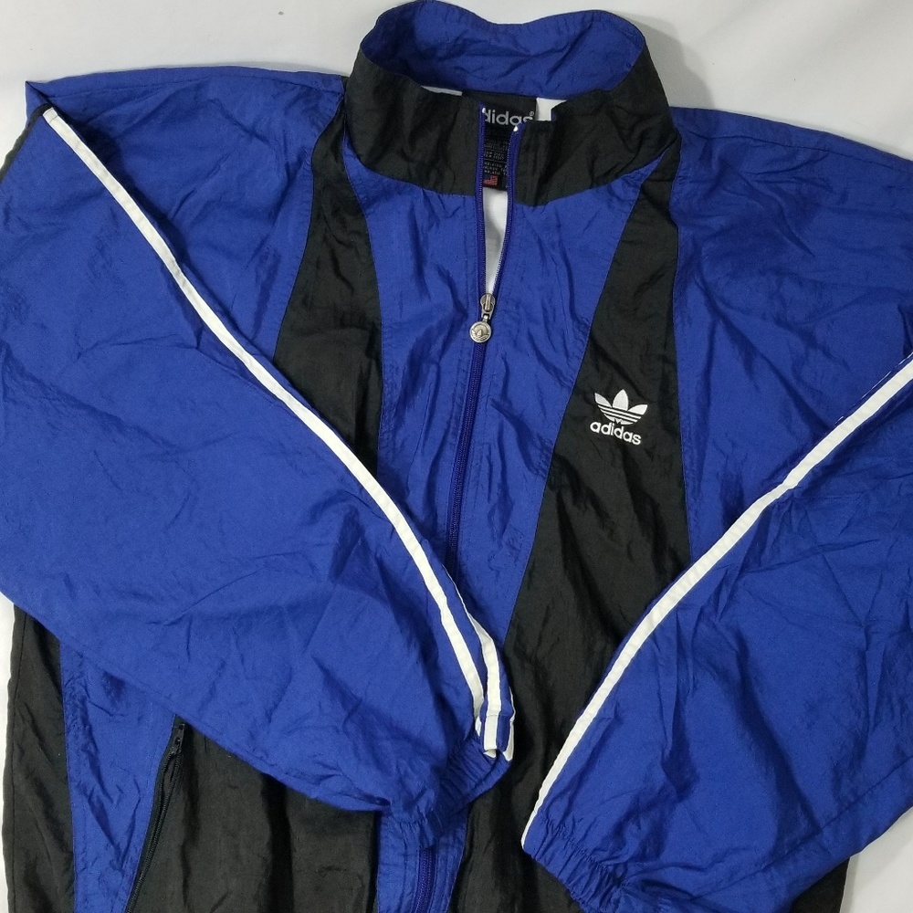 Black & Blue Vintage 80s 90s Trefoil Adidas Jacket